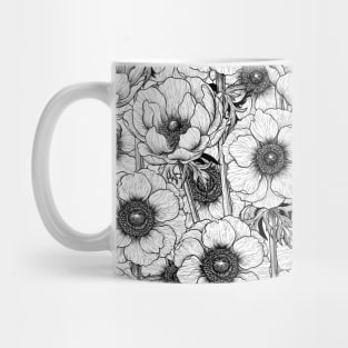 Anemone garden in black and white Mug